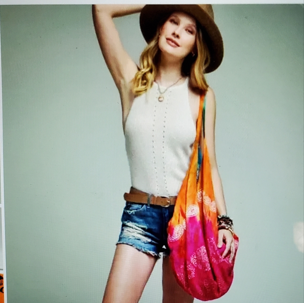 Ruggine boho Ombre Pink & Orange Hobo Tote Bag